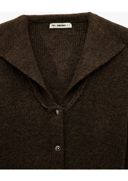 Uzun Kollu Düğmeli Devrik Yaka Triko Hırka modelleri