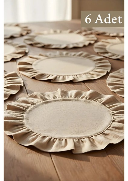 Pamuklu Fırfırlı Supla 6'lı Set Amerikan Servis 33 cm Çap Supla 6'lı