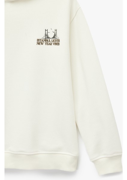 Pamuklu Uzun Kollu Baskılı Oversize Kapşonlu Yılbaşı Sweatshirt indirimleri