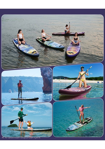 350X89X15 Supboard Paddle Board Şişme Sörf Tahtası Tam Set Sup Board Ultra Violet fırsatları