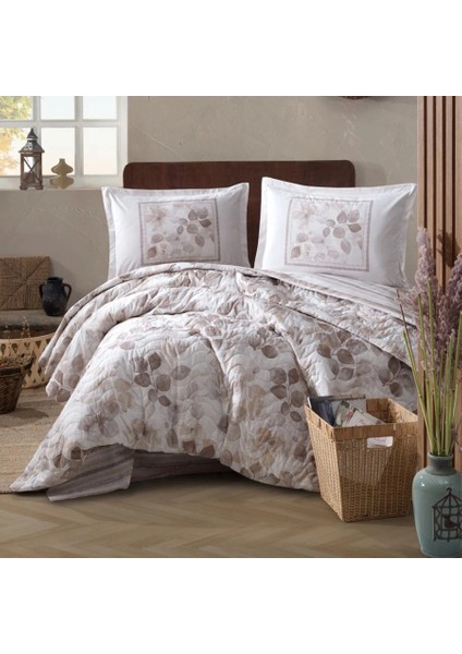 Ranforce %100 Pamuk Tek Kişilik Dört Mevsim Set Semeran V1 Bej