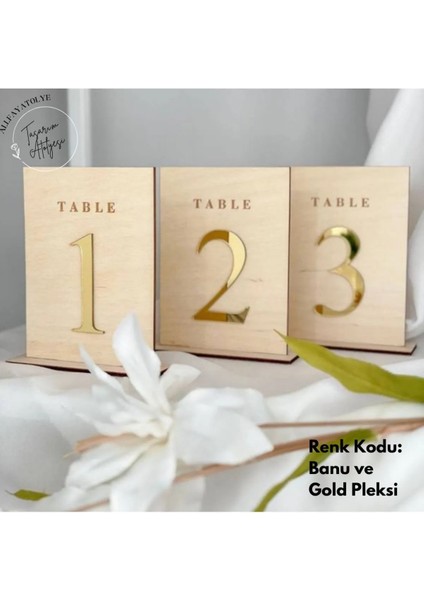 Renkli Ahşap Masa Numarası 1-10, Cafe, Restoran, Düğün ve Otel Için