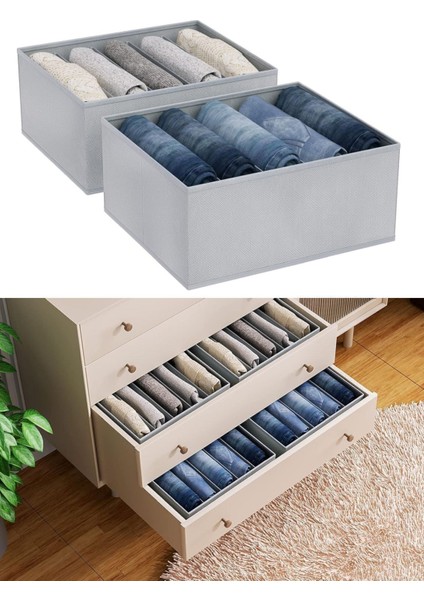 2 Adet 5 Bölmeli Katlanabilir Pantolon Gömlek Kazak Saklama Kutusu modelleri