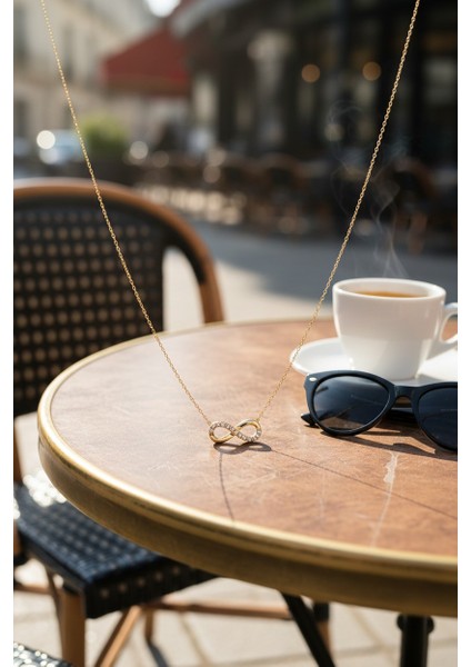 Sonsuzluk Figürlü Zirkon Tektaşlı 14 Ayar Altın Kolye modelleri