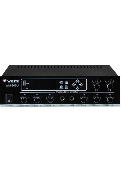 WM-605U USB-Bluetooth 2 Bölgeli 2 Mikrofon Girişli 100 Watt Trafolu Anfi fiyatları