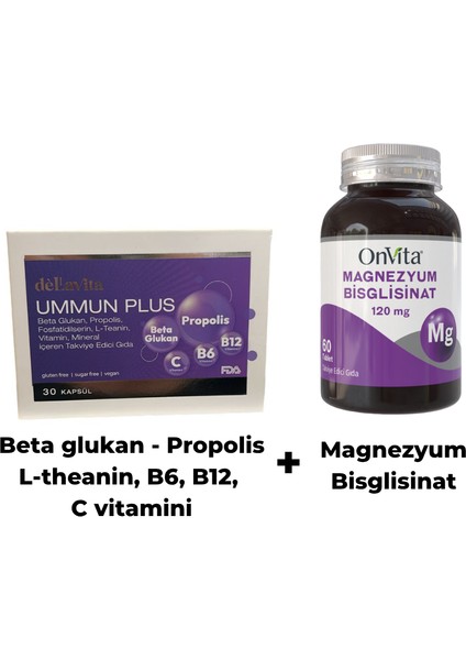 Onvita Magnezyum Bisglisinat 120 Mg. + Dellavita Ummun Plus Fırsat Ürünü