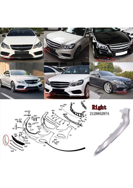 5x Ön Düşük Tampon Kapak Döşeme Mercedes-Benz E-Serisi W212 E350 2014-2016 Tampon Dudak Splitter 2128852874 Sağ Taraf (Yurt Dışından) modelleri