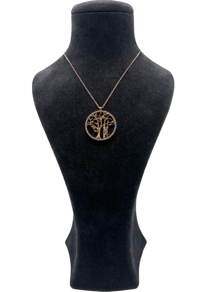 Gümüş Rose Renk Hayat Ağacı Kolye