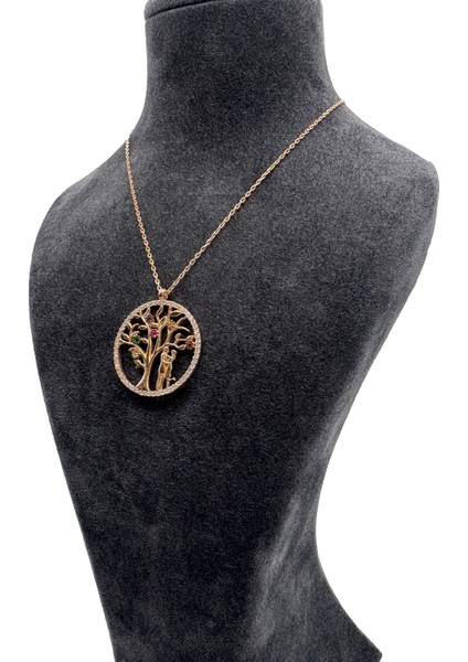 Gümüş Rose Renk Hayat Ağacı Kolye fiyatları