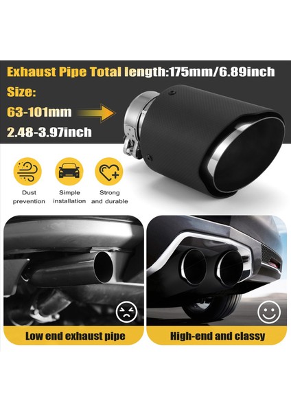 Araç Mat Karbon Fiber Egzoz Uçu 63-101MM Evrensel Araç Egzoz Boru Modifikasyonu Kuyruk Boğaz Klipsli Kuyruk Borusu (Yurt Dışından) indirimleri