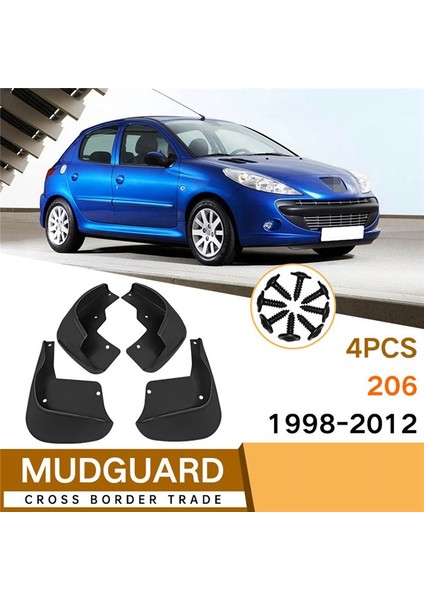 Peugeot 206 1998-2012 Çamurluk Çamurlar Çamurlu Flep Splash Muhafızları Çamur Araba Tekerlek Aksesuarları Kapak (Yurt Dışından) fırsatları