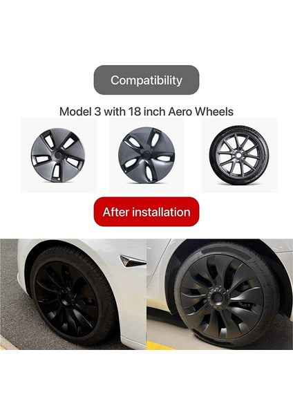 Model 3 Tekerlek Kapağı 18 Inç Hub Kapağı Tesla Için Tam Kapak Yedek Aksesuarları Model 3 - Mat Siyah (Sağ) (Yurt Dışından) indirimleri