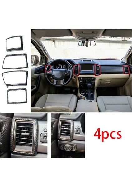 3x Karbon Fiber Merkezi Kontrol Gösterge Tablosu Hava Çıkışı Havalandırma Çerçevesi Ford Ranger / Everest 2015-2021 Aksesuarları Için (Yurt Dışından) indirimleri