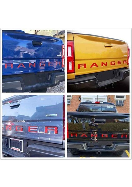 Tailgate Ekleme Harfleri 3D Yükseltilmiş ve Çıkartma Harfleri Ford Ranger 2019 2020 (Kırmızı) Için Bagaj Kapısı Amblemleri (Yurt Dışından)