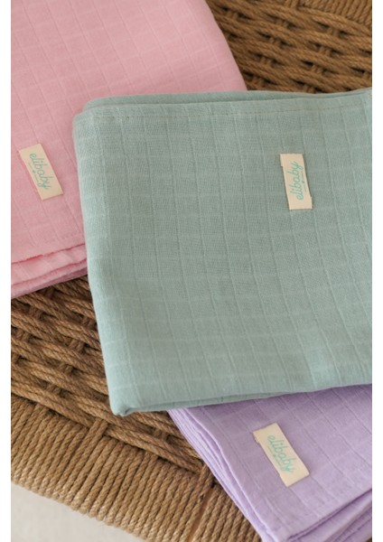 3’lü Pamuk Müslin Örtü Seti Kız Bebek (Pembe, Lila ve Nil Yeşili 3 Adet (75X85 Cm) fırsatları