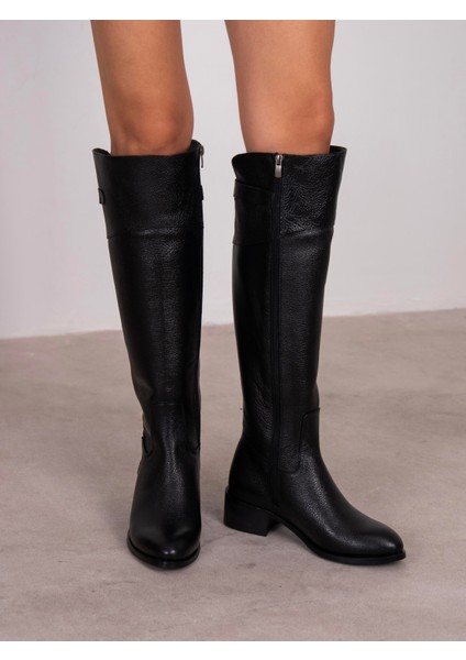 Bentley Siyah Hakiki Deri Çizme