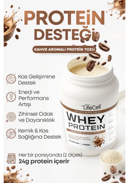 LifeCell Whey Protein Tozu | Kahve Aromalı | 33 Servis - 1000G fiyatları