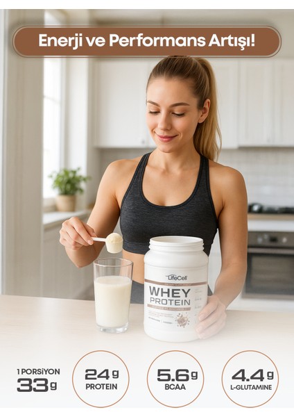 LifeCell Whey Protein Tozu | Kahve Aromalı | 33 Servis - 1000G