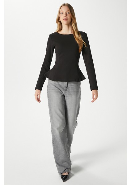 Kadın Runa Premium Siyah Peplum Bluz modelleri