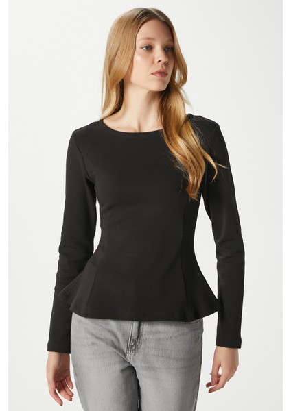 Kadın Runa Premium Siyah Peplum Bluz fırsatları