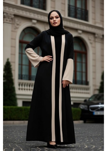 Neva Style - Kolları Detaylı Bej Tesettür Abaya 55510BEJ modelleri
