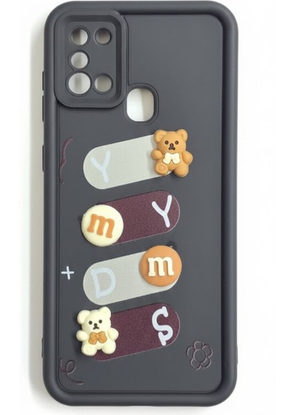 Samsung Galaxy A21S Uyumlu Kılıf Siyah Renk Ayıcık Figürlü 3D Kamera Korumalı Darbe Emici Yumuşak Silikon Kapak fırsatları