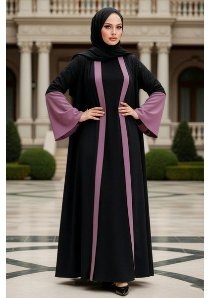 - Kolları Detaylı Koyu Gül Kurusu Tesettür Abaya 55510KGK indirimleri