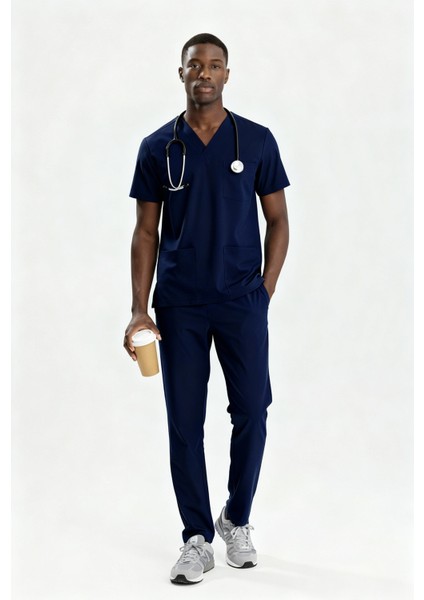 Lacivert Hemşire Forması Likralı Scrubs Takım (Patrıot Blue) modelleri