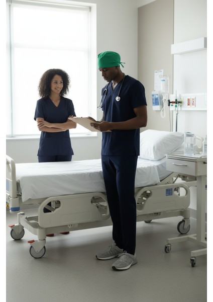 Lacivert Hemşire Forması Likralı Scrubs Takım (Patrıot Blue) fırsatları