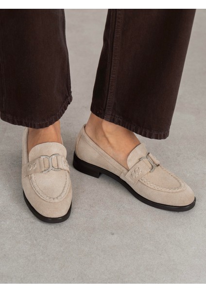 Bilora Bej Süet Hakiki Deri Kadın Makosen modelleri