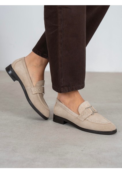 Bilora Bej Süet Hakiki Deri Kadın Makosen fırsatları