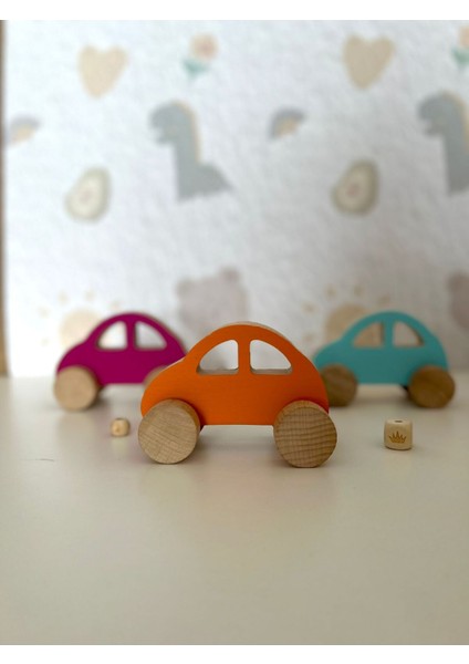 Sevimli Turuncu Ahşap Oyuncak Araba, Güvenle Oynayın! modelleri