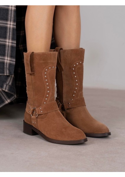 Vocal Camel Süet Troklu Hakiki Deri Kadın Bot modelleri