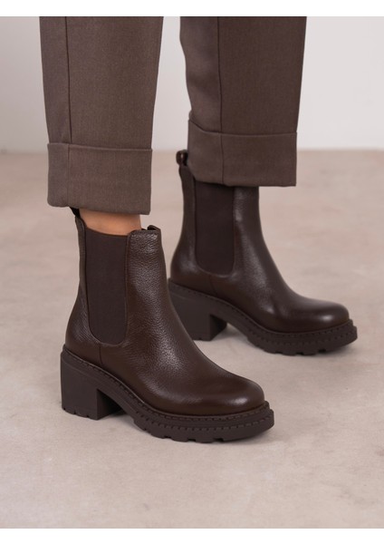 Olyana Kahve Hakiki Deri Kadın Bot