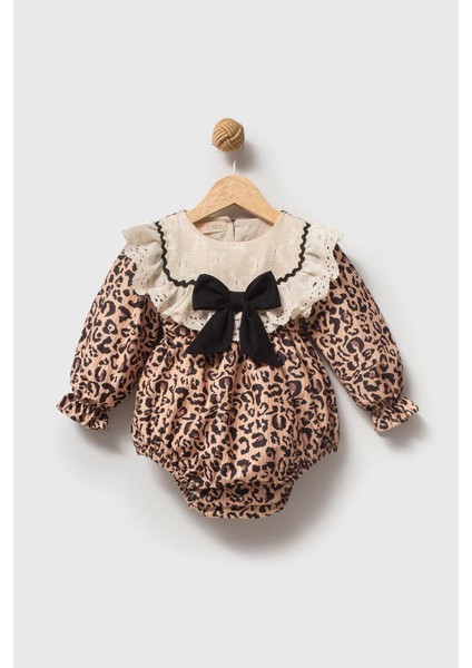 Amelıa Leopar Desenli Dantel Yaka Detaylı Fiyonklu Kız Bebek Çocuk Romper indirimleri
