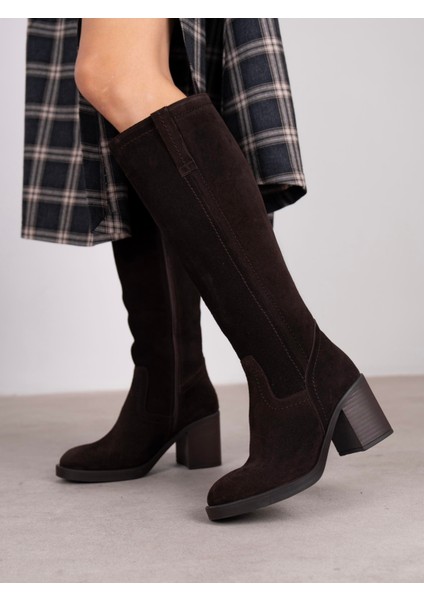 Nives Kahve Süet Hakiki Deri Kadın Çizme fırsatları