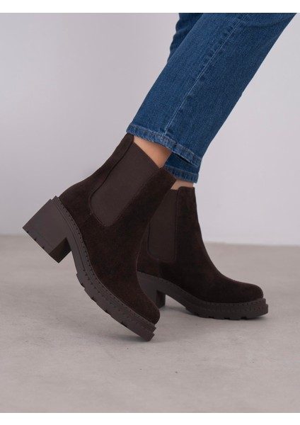 Olyana Kahve Süet Hakiki Deri Kadın Bot