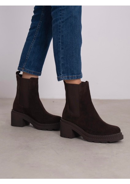 Olyana Kahve Süet Hakiki Deri Kadın Bot modelleri