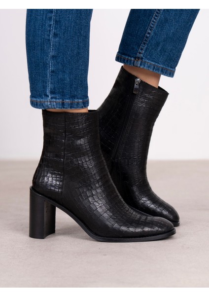Odetta Siyah Kroko Hakiki Deri Kadın Bot fiyatları