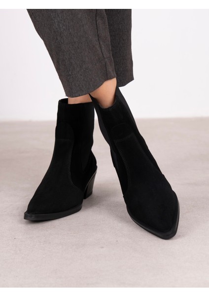 Pylo Siyah Süet Hakiki Deri Kadın Bot