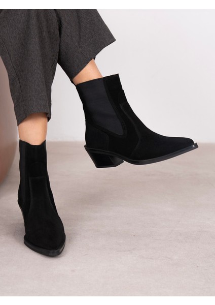 Pylo Siyah Süet Hakiki Deri Kadın Bot modelleri