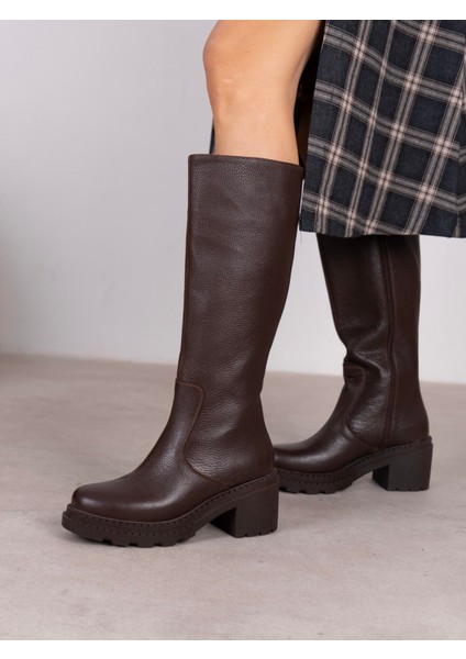 Nuta Kahve Hakiki Deri Kadın Çizme modelleri