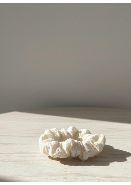 Fisto Kumaş Scrunchıe (Lastik Toka) Krem Küçük Boy