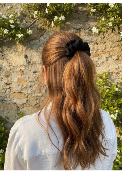 Fisto Kumaş Scrunchıe (Lastik Toka) Siyah Küçük Boy