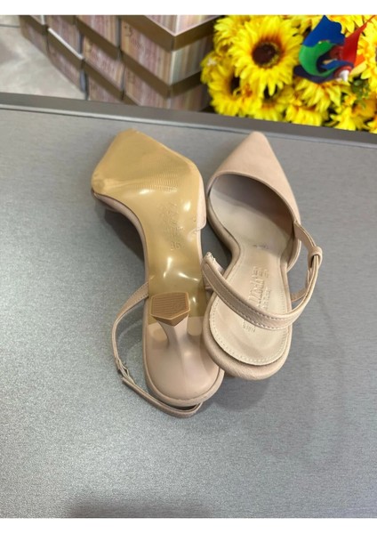 Ten Nud 6 cm Kadeh Topuk Simetri Sivriburun Arkası Açık Kadın Topuklu Ayakkabı modelleri