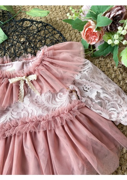 Cora Romper Tütülü Özel Gün Uzun Kollu Kız Bebek Elbise fırsatları