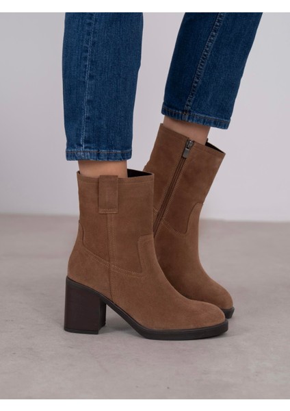 Priya Camel Süet Hakiki Deri Kadın Bot