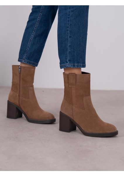 Priya Camel Süet Hakiki Deri Kadın Bot modelleri