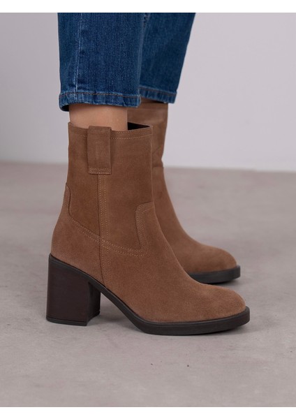 Priya Camel Süet Hakiki Deri Kadın Bot fırsatları