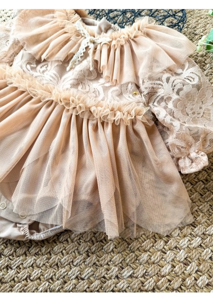 Cora Romper Tütülü Özel Gün Uzun Kollu Kız Bebek Elbise fiyatları